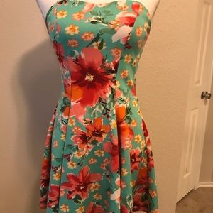 Strapless Floral Dress